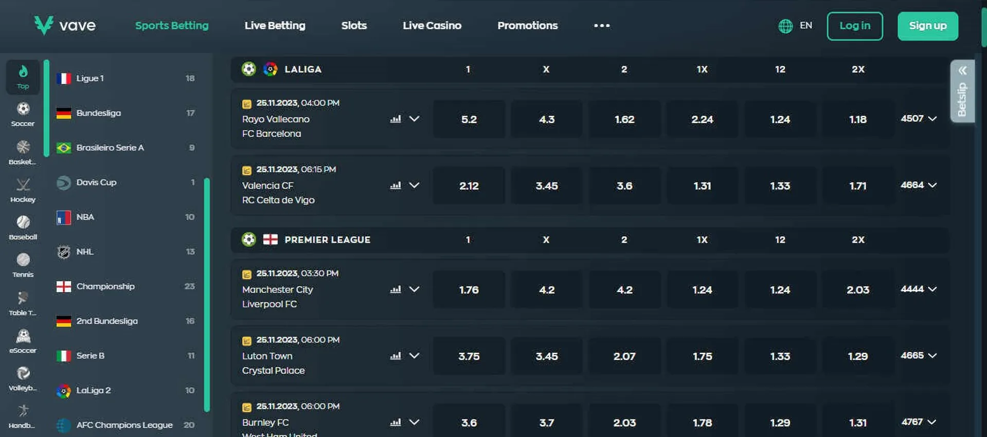 Tabela do campeonato